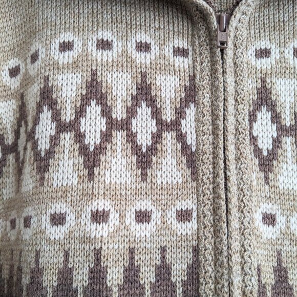 Vintage White Ram Wool Acrylic Jacket Zip Nordic Sweater - Picture 4 of 8